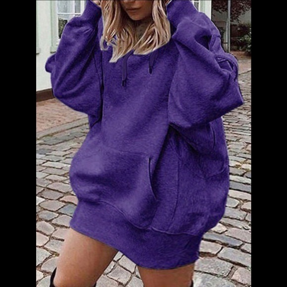 PURPLE SWEATSHIRT DRESS, FRONT POCKET DESIGN NWOT - Picture 1 of 6